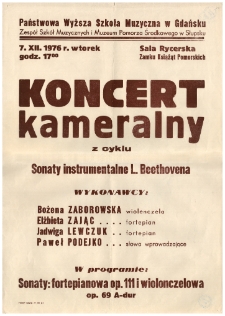 Koncert kameralny : z cyklu Sonaty instrumentalne L. Beethovena