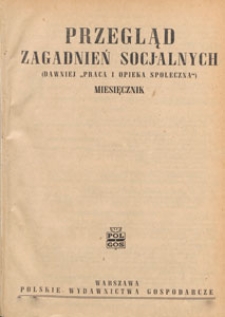 Przegląd Zagadnień Socjalnych : miesięcznik, 1952.03 nr 3