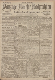 Danziger Neueste Nachrichten : unparteiisches Organ und allgemeiner Anzeiger 38/1902
