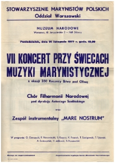 VII koncert przy świecach muzyki marynistycznej : z okazji 350 rocznicy Bitwy pod Oliwą
