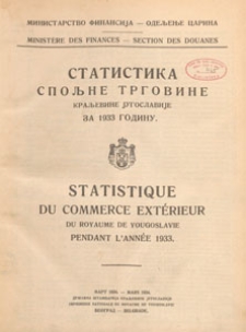 Statistika Spolne Trgovine Kral`evine Jugoslavije, 1933