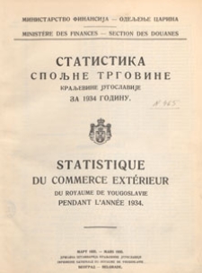 Statistika Spolne Trgovine Kral`evine Jugoslavije, 1934