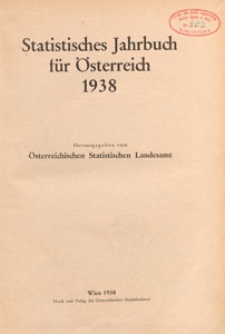 Statistisches Jahrbuch für Österreich, 1938