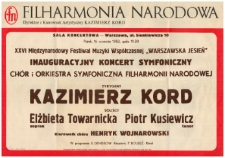 XXVI Międzynarodowy Festiwal Muzyki Współczesnej "Warszawska Jesień" : Inauguracyjny Koncert Symfoniczny