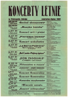 Koncerty letnie w Połczynie-Zdroju : czerwiec-lipiec 1981