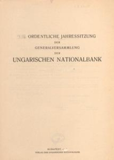 Ordentliche Jahressitzung der Generalversammlung der Ungarischen Nationalbank am 8. Februar 1943