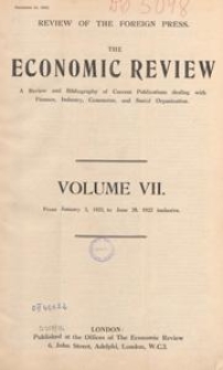 The Economic Review, Vol. VII, 1923, index