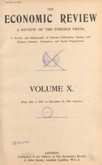 The Economic Review, Vol. X, 1924, index