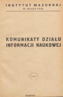 Komunikat Działu Informacji Naukowej, 1946.07-08-09 nr 1-2-3