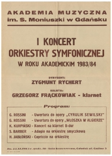 [Afisz] I koncert orkiestry symfonicznej w roku akademickim 1983/84