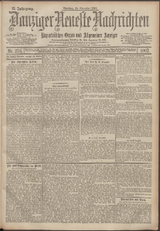 Danziger Neueste Nachrichten : unparteiisches Organ und allgemeiner Anzeiger 276/1902