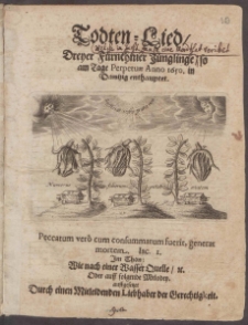 Todten=Lied, Dreyer F&uuml;rnehmer J&uuml;nglinge, so am Tage Perpetu&aelig; Anno 1650. in Dantzig enthauptet