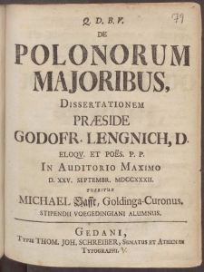 De Polonorum Majoribus
