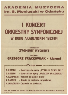 [Afisz] I koncert orkiestry symfonicznej w roku akademickim 1983/84