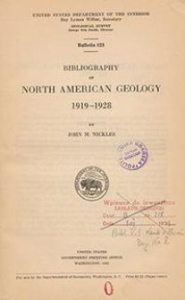 Bulletin 823. Bibliography of North American Geology 1919-1928