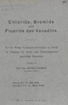 Chloride, Bromide und Fluoride des Vandins
