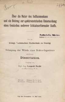 Über die natur des Sulfammoniums und ein Beitrag zur spektrometrischen Untersuchung eines Gemisches mehrerer lichtabsorbierender Stoffe