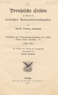Preußische Städte im Gebiete des polnischen Nationalitätenkampfes