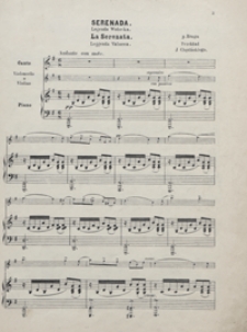 Serenada : Legenda wołoska = La Serenata : Leggenda Valacca : G-dur : [per soli - soprano e mezzosoprano, violoncello ossia violino con pianoforte]