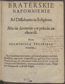 Braterskie Napomnienie Ad Dissidentes in Religione
