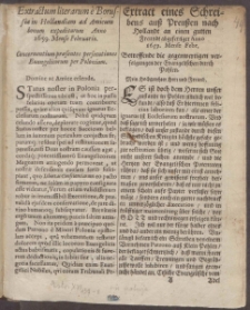 Extractum literarum e Borussia in Hollandiam ad Amicum bonum expeditarum Anno 1659. Mense Februario. Concernentium præsentes persecutiones Euangelicorum per Poloniam