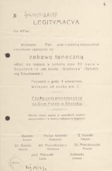 [Blankiet. Incipit] Legitymacya dla WPan