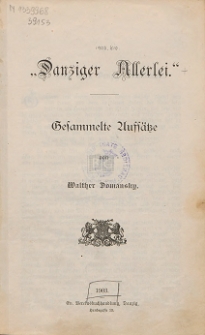 "Danziger Allerlei" : gesammelte Aufsätze