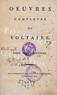 Oeuvres Completes De Voltaire. T. 29, [Politique et legislation. Tome I]