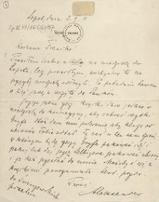[List Aleksandra Majkowskiego do Franciszki Majkowskiej], 1911.02.02