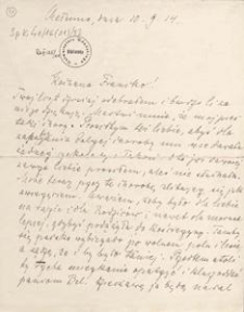 [List Aleksandra Majkowskiego do Franciszki Majkowskiej], 1914.09.10