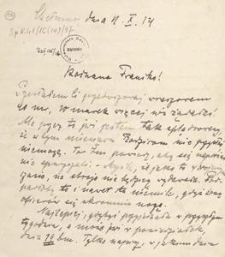 [List Aleksandra Majkowskiego do Franciszki Majkowskiej], 1914.10.11