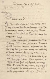[Listy Aleksandra Majkowskiego do Franciszki Majkowskiej], 1916.05.27