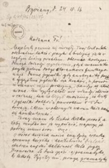 [List Aleksandra Majkowskiego do Franciszki Majkowskiej], 1916.10.24