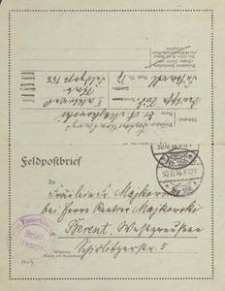 [List Aleksandra Majkowskiego do Franciszki Majkowskiej], 1916.10.29