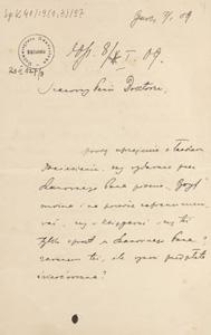 [Korespondencja Aleksandra Majkowskiego] : list Aleksandra Kupczyńskiego do Aleksandra Majkowskiego, 1909.01.07