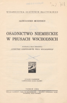 Osadnictwo niemieckie w Prusach Wschodnich