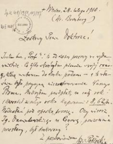 [Korespondencja Aleksandra Majkowskiego] : list Wojciecha Pobłockiego do Aleksandra Majkowskiego, 1910.02.28