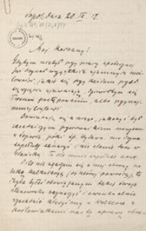 [Korespondencja Aleksandra Majkowskiego] : list Aleksandra Majkowskiego do Franciszka Kręckiego, 1912.09.20