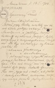 [Korespondencja Aleksandra Majkowskiego] : list Aleksandra Majkowskiego do Władysława Berkana, 1903.01.13
