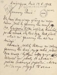 [Korespondencja Aleksandra Majkowskiego] : list Aleksandra Majkowskiego do Władysława Berkana, 1908.05.14