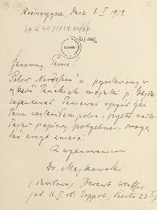 [Korespondencja Aleksandra Majkowskiego] : list Aleksandra Majkowskiego do Władysława Berkana, 1912.01.08