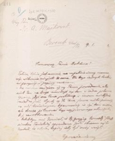 [Korespondencja Aleksandra Majkowskiego] : list Władysława Berkana do Aleksandra Majkowskiego, 1906-1920.01.09