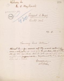 [Korespondencja Aleksandra Majkowskiego] : list Władysława Berkana do Aleksandra Majkowskiego, 1906-1920.07.27
