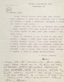 [Korespondencja Aleksandra Majkowskiego] : list Franciszka Bąkowskiego do Aleksandra Majkowskiego, 1914.04.11