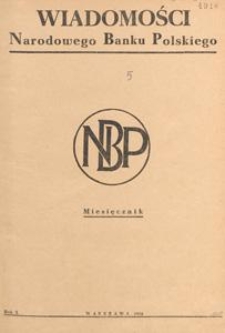 Wiadomości Narodowego Banku Polskiego, 1954, spis rzeczy