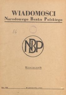 Wiadomości Narodowego Banku Polskiego, 1957, spis treści