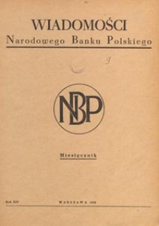 Wiadomości Narodowego Banku Polskiego, 1958, spis treści