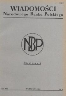 Wiadomości Narodowego Banku Polskiego, 1952.04 nr 4
