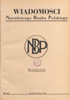 Wiadomości Narodowego Banku Polskiego, 1956, spis treści