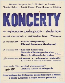 Koncerty w wykonaniu pedagogów i studentów uczelni muzycznych w Leningradzie, Brnie i Weimarze